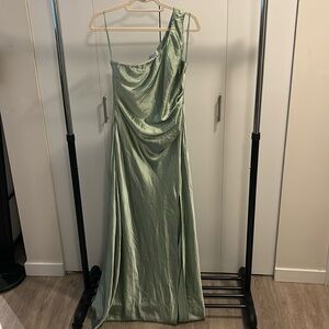 Hello Molly - XL - Sage Green - One shoulder dress with leg slit
